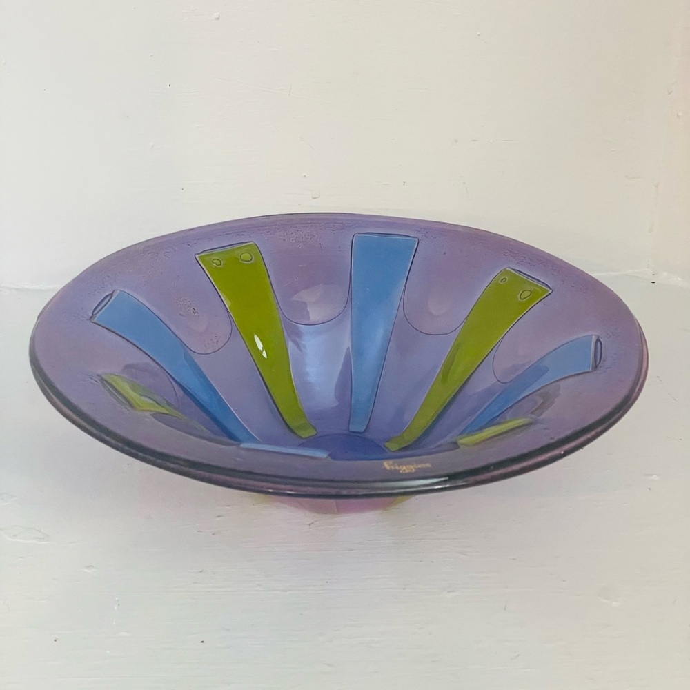 Vintage Higgins Fused Art Glass Bowl, 60s Mid Century Modern Signed, Art Studio